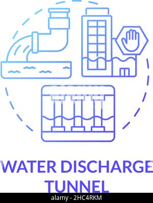 Water discharge tunnel blue gradient concept icon Stock Vector