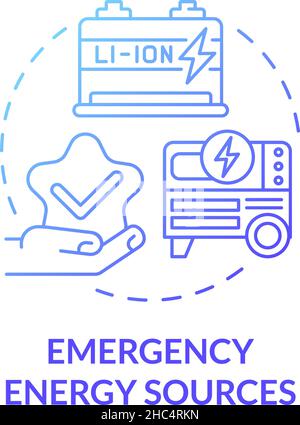 Emergency energy sources blue gradient concept icon Stock Vector