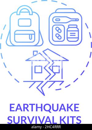 Earthquake survival kits blue gradient concept icon Stock Vector