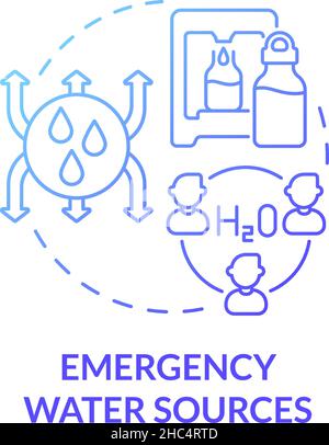 Emergency water sources blue gradient concept icon Stock Vector