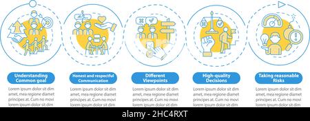 Teamwork tips blue circle infographic template Stock Vector