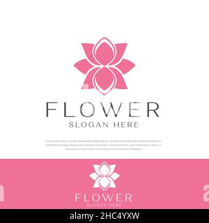 Beauty abstract lotus flower logo, vector design logotype luxury template Stock Vector