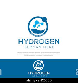 Science Hydrogen logo, template, symbol, icon illustration hydrogen circle Stock Vector