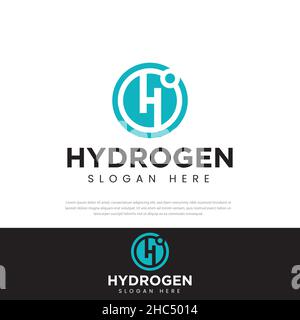 Hydrogen logo initials H in circles, design templates, icons, symbols Stock Vector