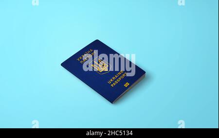 passport of Ukraine,Ukrainian passport, travel the world Stock Photo