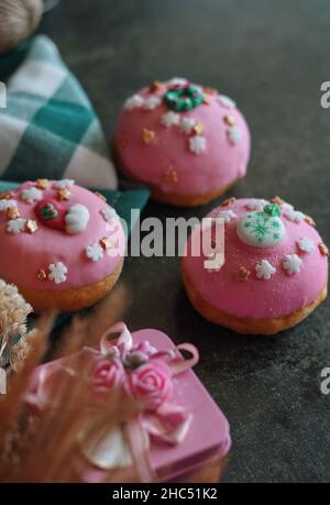 The glazed buns on the table Stock Photo