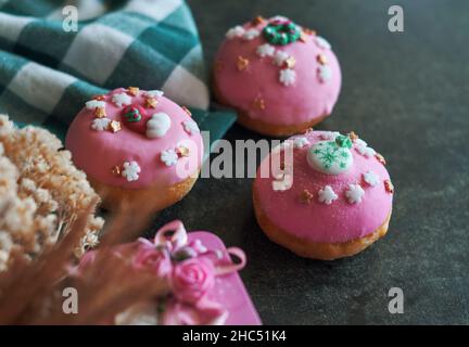 The glazed buns on the table Stock Photo
