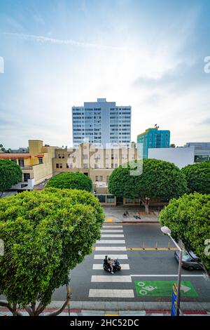 Vertical shot of a street in Santa Monica. USA Stock Photo