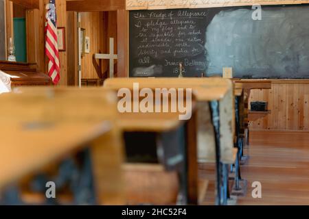 Old empty classroom no longer in session. Irvine, USA Stock Photo
