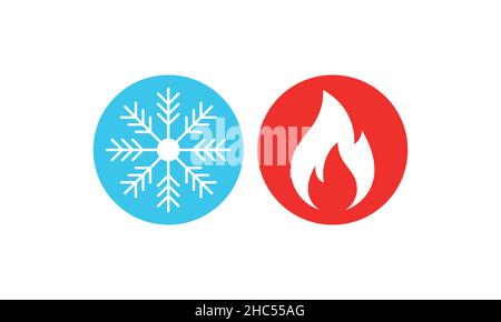 Hot and cold vector icon set on white background Stock Vector