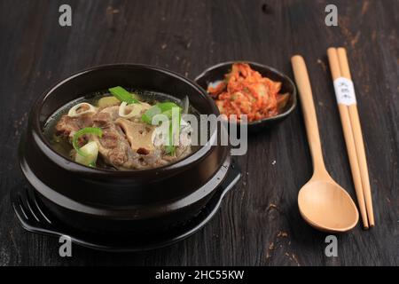 Gori Gomtang, korean Oxtail Soup  on Ttukbaegi Stock Photo