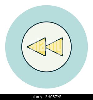 Play previous track button color vector icon. Graph symbol for music and sound web site and apps design, logo, app, UI Stock Vector
