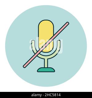 Microphone, mic mute color flat vector icon. Music sign. Graph symbol for music and sound web site and apps design, logo, app, UI Stock Vector