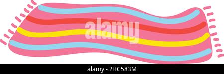 Colored stripes beach towel, wavy summer accessory. Vector summer beach towel for vacation illustration Stock Vector