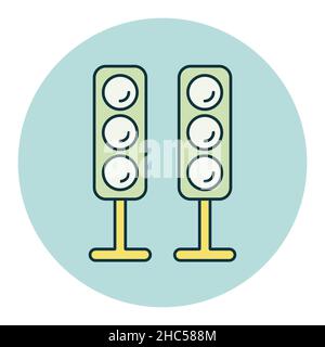 Sound system speakers vector flat icon. Acoustic speakers with three speakers for sound Stock Vector