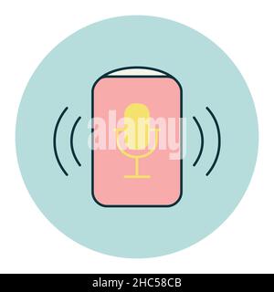 Voice assistant concept color vector flat icon. Music sign. Graph symbol for music and sound web site and apps design, logo, app, UI Stock Vector