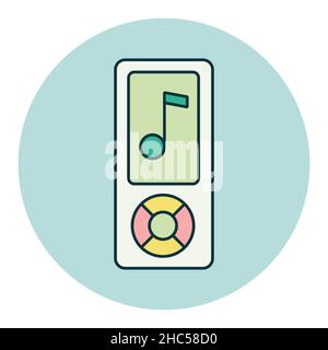 Mp3 player color vector flat icon. Music sign. Graph symbol for music and sound web site and apps design, logo, app, UI Stock Vector