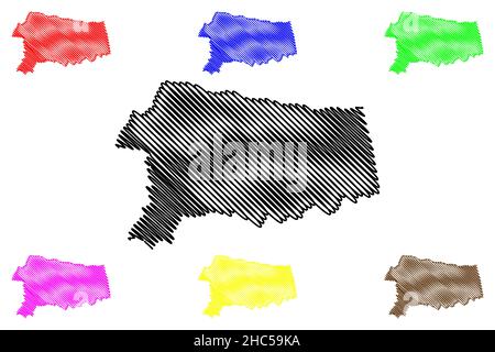 Noney district (Manipur State, Republic of India) map vector illustration, scribble sketch Noney map Stock Vector