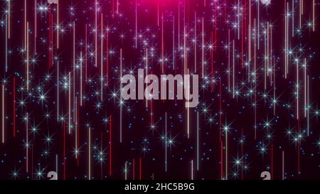 Festive glowing 3d render textures with smooth motion and bright highlights. Futuristic ceremonial starfall with digital christmas mood and magical li Stock Photo