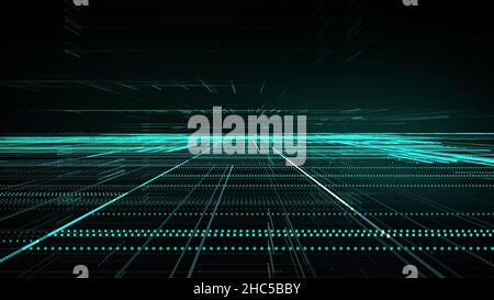 Geometric mesh from 3d render of web textures in space. Cyber information matrix with online generated structures and pictorial effects programming. I Stock Photo