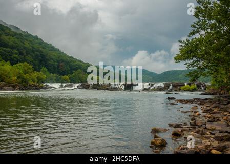 View of Sandstone Falls on the New River in West Virginia Stock Photo