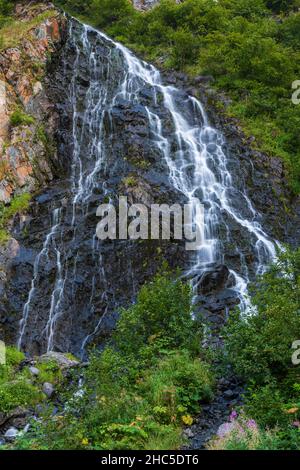 Horsetail Falls in Keystone Canyon Valdez, Alaska Stock Photo