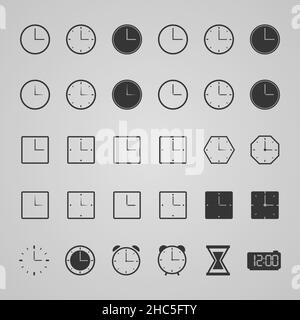 Set of clock icons, vector illustration Stock Vector