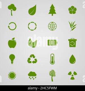 Set of ecology icons, vector illustration Stock Vector