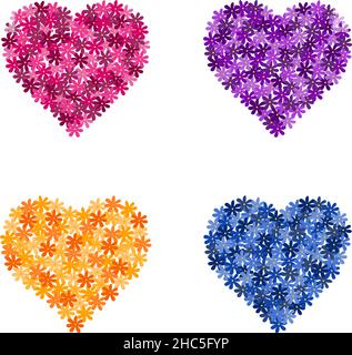 Colorful floral hearts, vector illustration Stock Vector Image & Art ...