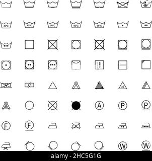 Set of laundry symbols, vector illustration Stock Vector