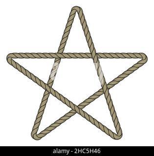 Illustration of abstract rope five-pointed star Stock Vector