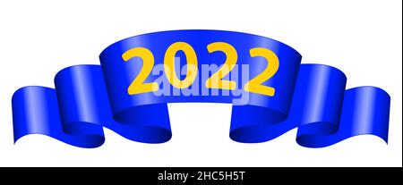 Illustration of an abstract 2022 new year decorative ribbon Stock Vector