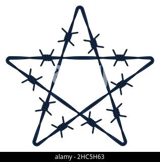 Illustration of the abstract barbed wire five-pointed star Stock Vector