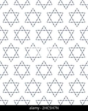 Seamless pattern of the abstract barbed wire six-pointed star Stock Vector