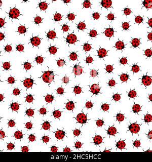 Seamless pattern of ladybug beetles Stock Vector