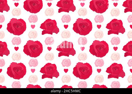 Vector art floral seamless pattern with roses. Stock Vector