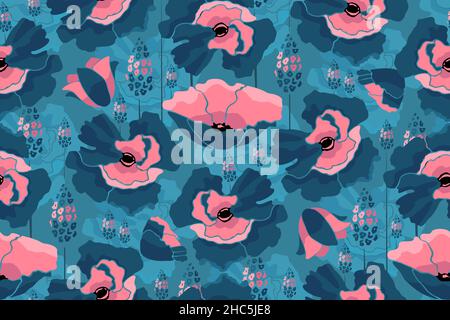 Vector floral tile pattern. Seamless flowers background. Stock Vector