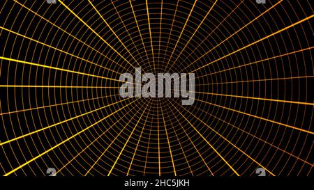 Rotating web silver with light blurs. Spider's Web Animation loop. Grid net spider web tunnel abstract drawing polygonal motion Stock Photo
