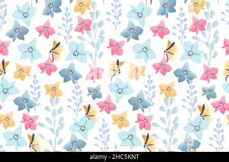 Art floral vector seamless pattern. Pastel flowers Stock Vector