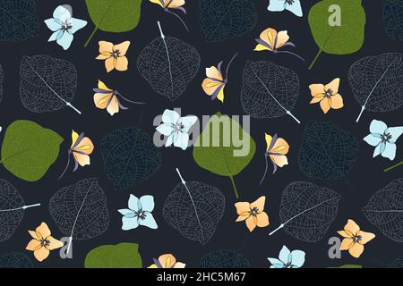 Art floral vector seamless pattern. Green leaves Stock Vector