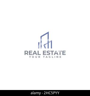 Modern flat simple REAL ESTATE home logo design Stock Vector
