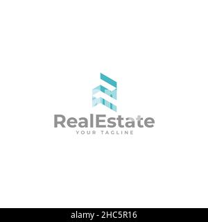 Modern flat simple REAL ESTATE home logo design  Stock Vector