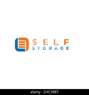 Modern flat simple design SELF STORAGE logo design Stock Vector