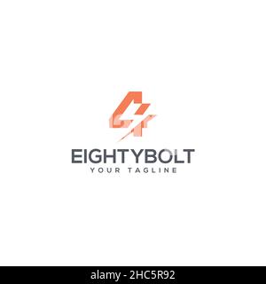 Model flat simple design EIGHTY BOLT logo design Stock Vector