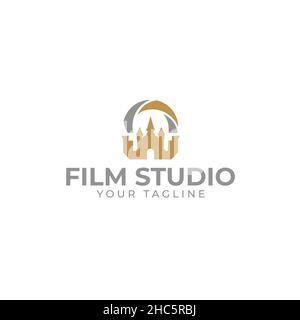 Modern flat simple design FILM STUDIO logo design Stock Vector