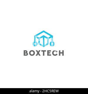 Modern flat simple design BOX TECH logo design Stock Vector