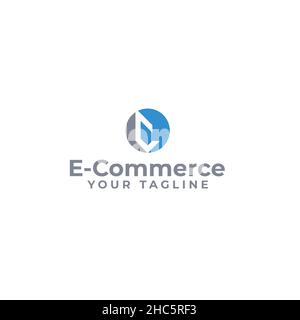 Modern flat simple design E COMMERCE logo design Stock Vector