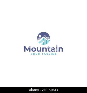 Modern flat simple design MOUNTAIN logo design Stock Vector
