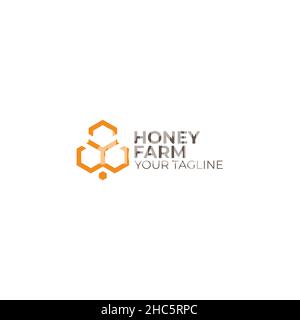 Modern flat simple design HONEY FARM logo design Stock Vector