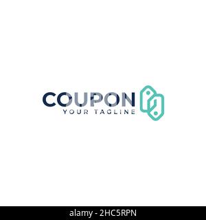 Modern flat simple design COUPON logo design Stock Vector